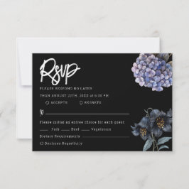Melancholische schwarze florale klassische Typogra RSVP Karte
