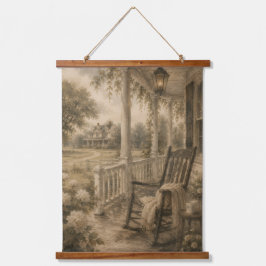 Melancholische Südstaaten-Veranda-Schaukelstuhl-Wa Wandteppich Mit Holzrahmen