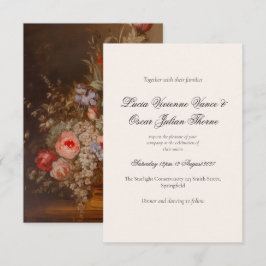 Melancholische Vintage Blumen Stilleben Hochzeitse RSVP Karte