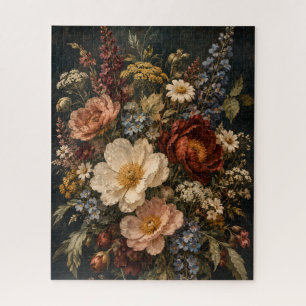Melancholische Vintage-Wildblumen-Botanik-Wandkuns Puzzle