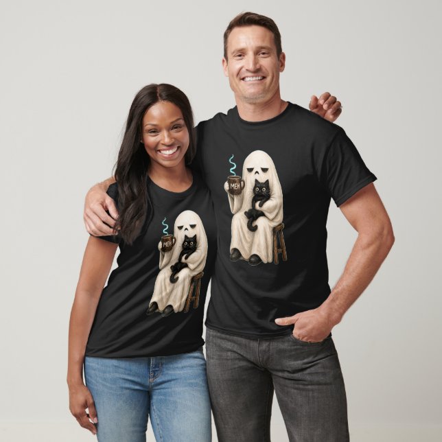 Melancholischer Geist mit schwarzer Katze und Kaff T-Shirt (Unisex)