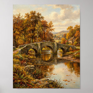 Melancholischer Herbst Flussreflexionen Weinende W Poster