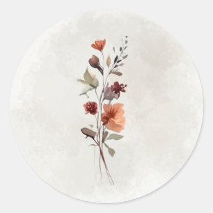 Melancholischer Herbstblüten-Zweig-Aufkleber Runder Aufkleber