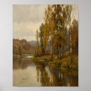 Melancholischer Herbstfluss I Vintage-Gemälde Poster