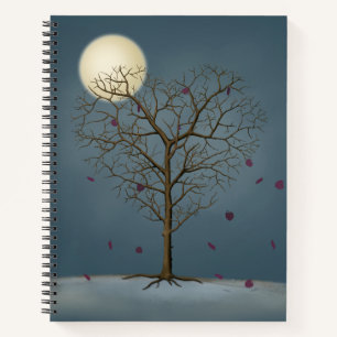 Melancholischer Herz Gestreifter Baum unter dem Vo Notizbuch