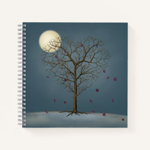 Melancholischer Herz Gestreifter Baum unter dem Vo Notizbuch