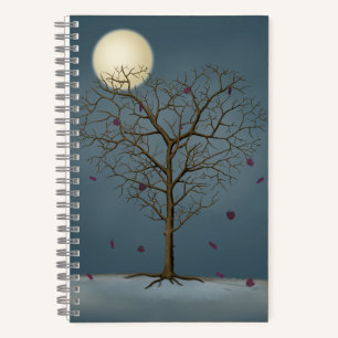 Melancholischer Herz Gestreifter Baum unter dem Vo Notizbuch