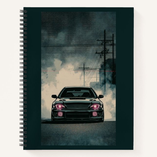 Melancholischer JDM GC8 Klassischer Sportwagen Rau Notizbuch (Vorderseite)
