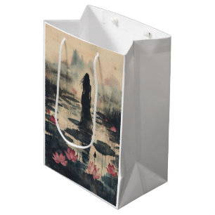 Melancholischer Lotus-Nebel-Wasserfarbeneffekt (1) Mittlere Geschenktüte