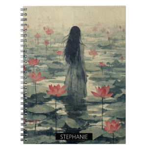 Melancholischer Lotus-Nebel-Wasserfarbeneffekt (1) Notizblock