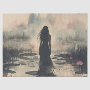 Melancholischer Lotus-Nebel-Wasserfarbeneffekt (1) Seidenpapier
