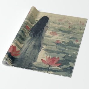 Melancholischer Lotus-Nebel-Wasserfarbeneffekt (2) Geschenkpapier