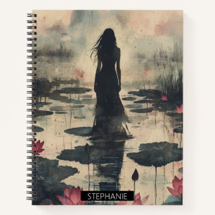 Melancholischer Lotus-Nebel-Wasserfarbeneffekt (2) Notizbuch
