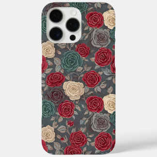 Melancholischer Vintage-Rot- und Türkis-Rosen-Blum iPhone 16 Pro Max Hülle