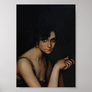 Melancholisches Frauenporträt Vintage-Kunst Poster