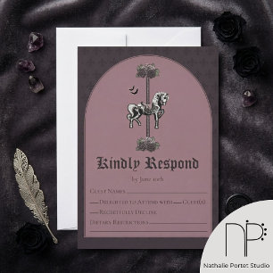 Melancholisches Mauve-Karussell-Skelettpferd RSVP Karte
