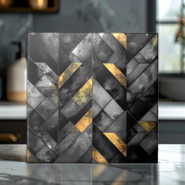 Melancholisches modernes Mosaik Schwarz ID1185 Fliese (Von Creator hochgeladen)