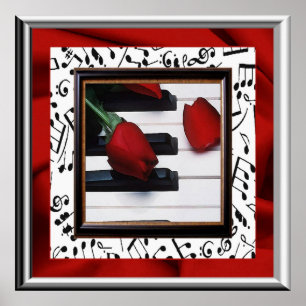 Melancholisches Musik-und Rosen-Plakat Poster