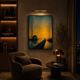 Melancholisches See-Wandkunstposter bei Sonnenunte Poster