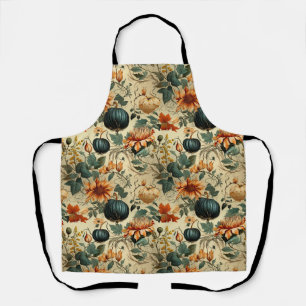 Melancholisches Teal-Kürbis-Herbst-Blumen-Vintage Schürze