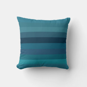 Melancholisches Teal und Navy-Streifen Kissen