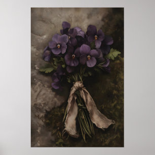 Melancholisches Veilchenbouquet Vintage Botanische Poster