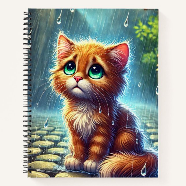 Melancholy Gray Realistic Lost Kitten Notizbuch (Vorderseite)
