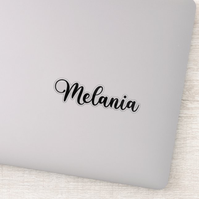 Melania Name - Handgeschriebene Kalligrafie Aufkleber (Detail)
