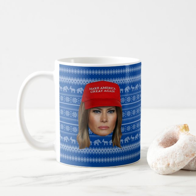 Melania Trump MAGA Weihnachten Kaffeetasse (Mit Donut)