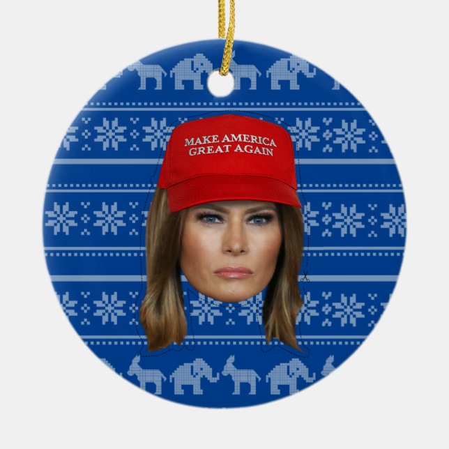 Melania Trump MAGA Weihnachten Keramik Ornament (Vorne)