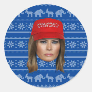Melania Trump MAGA Weihnachten Runder Aufkleber