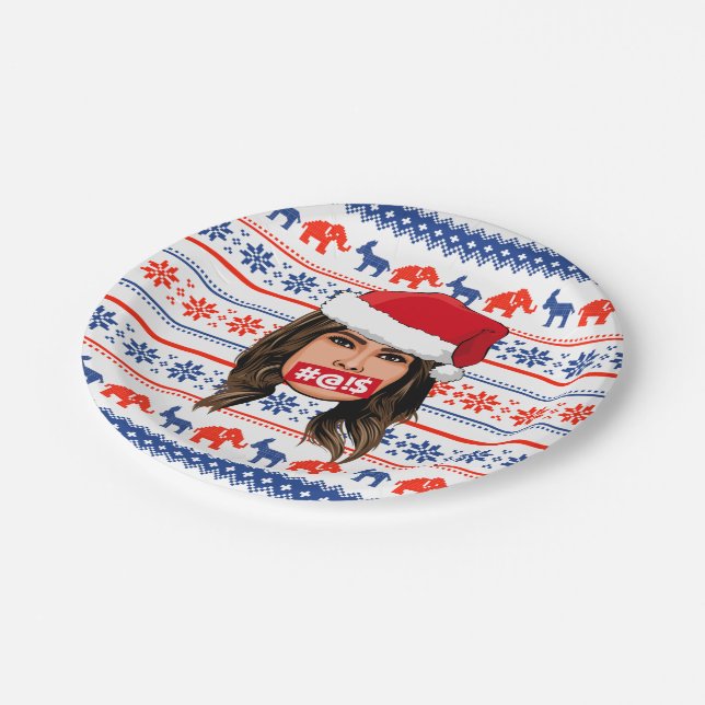 MELANIA TRUMP Weihnachten Pappteller (Schrägansicht)