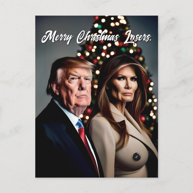 Melania und Donald Trump frohe Weihnachten Postkarte (Vorderseite)
