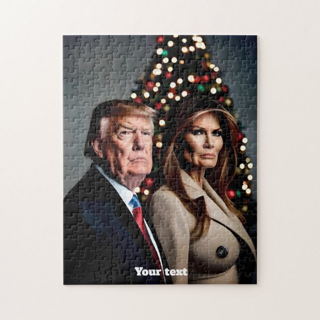 Melania und Donald Trump zu Weihnachten Puzzle (Vertikal)