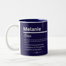 Melanie, Girl Personalized Name Definition Mug Zweifarbige Tasse