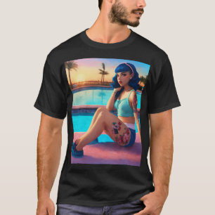 Melanie Martinez sitzt am Pool, Sonnenuntergang T-Shirt