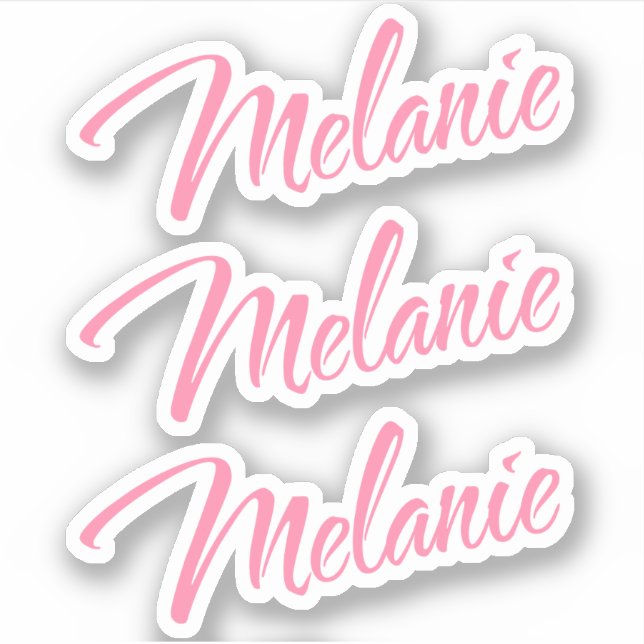 Melanie Name pink dekorative kursive x3 Aufkleber (Vorderseite)