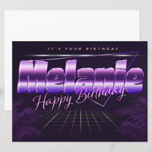Melanie Name Vorname lila retro Karte Geburtstag