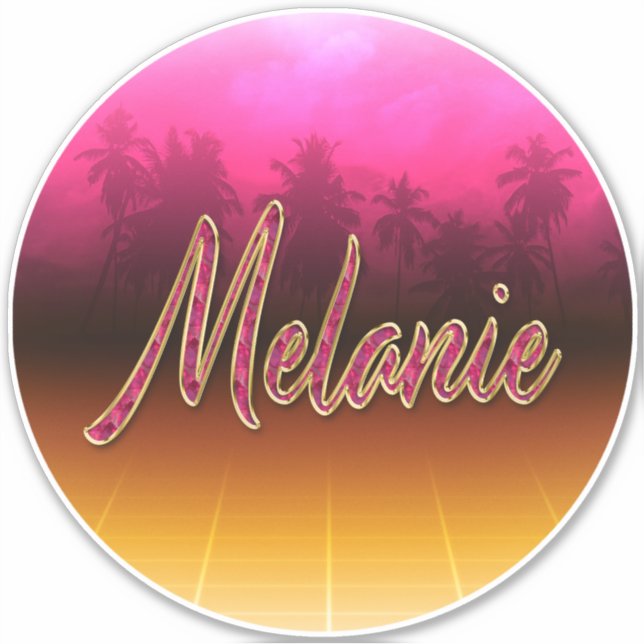 Melanie Vorname Name golden pink Aufkleber Sticker (Vorderseite)