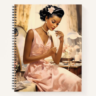 Melanierte bezaubernde 1940er-Make-Up-Girly-Spiral Notizbuch