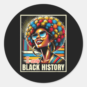 Melanin Afro Black Queen I Bin Black History Retro Runder Aufkleber