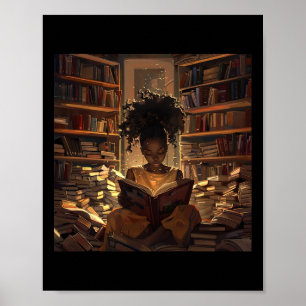 Melanin Afro Frauen erzogen Lesen Buch Schwarz Poster