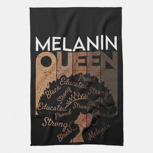 Melanin Afro Queen Word Art Geschirrtuch (Vertikal)