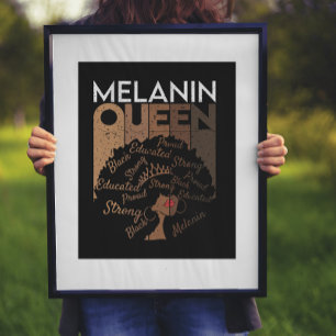 Melanin Afro Queen Word Art Poster