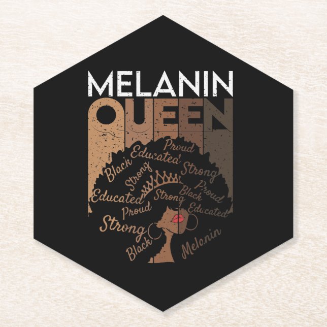 Melanin Afro Queen Word Art Untersetzer (Vorderseite)