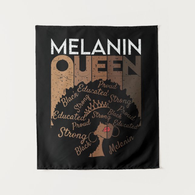 Melanin Afro Queen Word Art Wandteppich (Vorderseite)