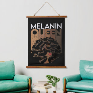 Melanin Afro Queen Word Art Wandteppich Mit Holzrahmen