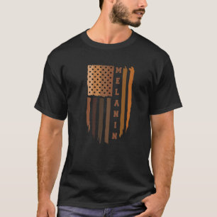 Melanin American Flag - Black History T , Melanin T-Shirt