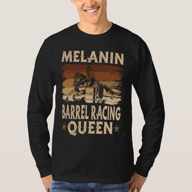 Melanin Barrel Racing Queen African American Rodeo T-Shirt (Vorderseite)