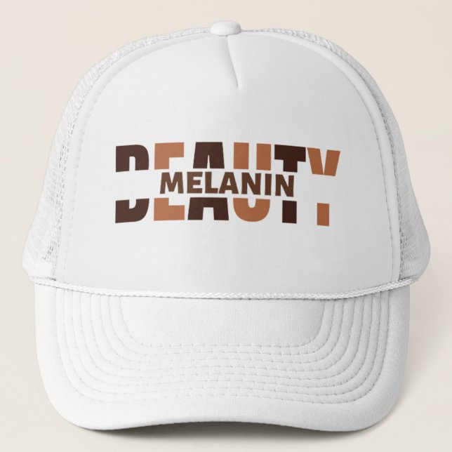 Melanin Beauty Black History Monat Trucker Hat Truckerkappe (Vorderseite)